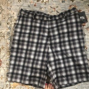 Slazenger golf hydro-Fri grey plaid shorts size 38